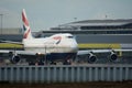 SAN FRANCISCO, CALIFORNIA, UNITED STATES - NOV 27, 2018: British Airways Boeing 747-400 on the tarmac at San Francisco Royalty Free Stock Photo