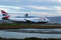 SAN FRANCISCO, CALIFORNIA, UNITED STATES - NOV 27, 2018: British Airways Boeing 747-400 on the tarmac at San Francisco Royalty Free Stock Photo