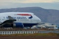 SAN FRANCISCO, CALIFORNIA, UNITED STATES - NOV 27, 2018: British Airways Boeing 747-400 on the tarmac at San Francisco Royalty Free Stock Photo