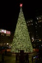 SAN FRANCISCO, CALIFORNIA, UNITED STATES - NOV 26th, 2018: Night view of the Christmas tree at Union Square Royalty Free Stock Photo