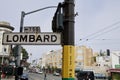 SAN FRANCISCO, CALIFORNIA, UNITED STATES - NOV 25th, 2018: Street sign of Lombard street, best know as the most crooked Royalty Free Stock Photo