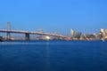San Francisco, California, USA - August 31, 2015: View of San Francisco Skyline and Oakland Bay Bridge from Treasure Island at Royalty Free Stock Photo