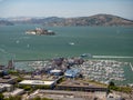 San Francisco, California, USA : Alcatraz Prison Island bay and fishermans wharf pier Royalty Free Stock Photo