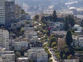 San Francisco, California, USA: Lombard Street, steep hill, hairpin turns Royalty Free Stock Photo