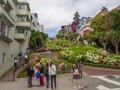 San Francisco, California, USA: Lombard Street, steep hill, hairpin turns Royalty Free Stock Photo