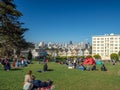San Francisco, California, USA: Painted ladies, Victorian and Edwardian houses and buildings, Alamo Square Park Royalty Free Stock Photo