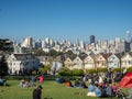 San Francisco, California, USA: Painted ladies, Victorian and Edwardian houses and buildings, Alamo Square Park Royalty Free Stock Photo