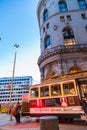 Night street downtown and famous Cable Car in san francisco Royalty Free Stock Photo