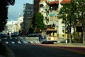 San Francisco, California, USA, 2019, November 9th Cable car on the street of San Francisco