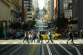 San Francisco, California, USA, 2019, November 9th People crossing the street of San Francisco