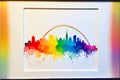 San Francisco, California, USA rainbow silhouette city skyline