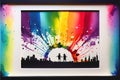 San Francisco, California, USA rainbow silhouette city skyline