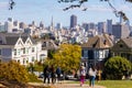 People enjoying outdoor and view of Paint Ladies houses in Alamo Square