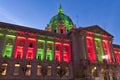 San Francisco City Hall in Christmas Green and Red Lights