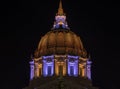 San Francisco City hall lighting at night Royalty Free Stock Photo