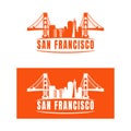 San Francisco city illustration with most famous landmarks made in silhouette style Royalty Free Stock Photo