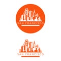 San Francisco city illustration with most famous landmarks made in silhouette style Royalty Free Stock Photo