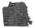 San Francisco city map USA labelled black illustration