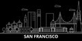 San Francisco city silhouette skyline. USA - San Francisco vector, american linear architecture. San Francisco city Royalty Free Stock Photo