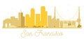 San Francisco City skyline golden silhouette. Royalty Free Stock Photo