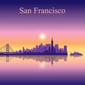 San Francisco city skyline silhouette background Royalty Free Stock Photo