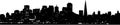 San Francisco City skyline silhouette isolated on white background. Black cityscape Royalty Free Stock Photo