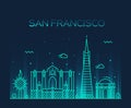 San Francisco City Trendy vector line art style Royalty Free Stock Photo