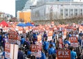 San Francisco City Union Workers on and in front of the steps of City Hall Royalty Free Stock Photo