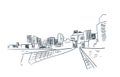 San Francisco city vector sketch landscape line illustration skyline Royalty Free Stock Photo