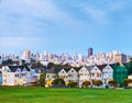 San Francisco cityscape as seen from Alamo square park Royalty Free Stock Photo