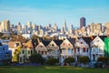 San Francisco cityscape as seen from Alamo square park Royalty Free Stock Photo