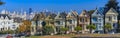 San Francisco cityscape panorama with Painted Ladies Victorian houses circa 2015 Royalty Free Stock Photo