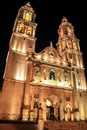 Franciscan cathedral of campeche by night, campeche, Mexico