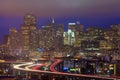 San Francisco downtown cityscape at night in California Royalty Free Stock Photo