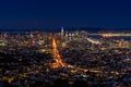 San Francisco downtown and financial district at night Royalty Free Stock Photo