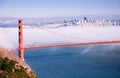 San Francisco Golden Gate Bridge On Foggy Day Dramatic Evening L