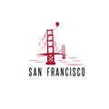 San francisco golden gate bridge and balloon vector design Royalty Free Stock Photo