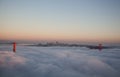 San Francisco Golden Gate Bridge in fog Royalty Free Stock Photo