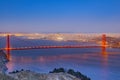 San Francisco Golden Gate bridge by night Royalty Free Stock Photo