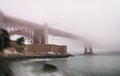 San Francisco Golden Gate Bridge shrouded by fog Royalty Free Stock Photo