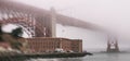 San Francisco Golden Gate Bridge shrouded by fog Royalty Free Stock Photo