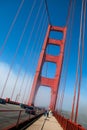 San Francisco Golden Gate bridge traffic on foggy day dramatic e Royalty Free Stock Photo