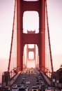 San Francisco Golden Gate bridge traffic on foggy day dramatic e Royalty Free Stock Photo