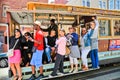 San Francisco Happy Cable Car Passengers Royalty Free Stock Photo