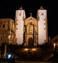 San Francisco Javier church built in baroque style in Caceres, Spain at night Royalty Free Stock Photo