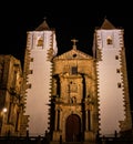 San Francisco Javier church built in baroque style in Caceres, Spain at night Royalty Free Stock Photo