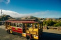 SAN FRANCISCO - JUNE 2019 Famous Cable Car Bus near Fisherman's Wharf Royalty Free Stock Photo