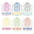 San francisco landmark tram line art vector design