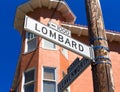 San francisco Lombard Street sign in California Royalty Free Stock Photo