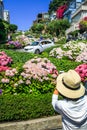 San Francisco Lombard Street Tourist Taking Photos Royalty Free Stock Photo